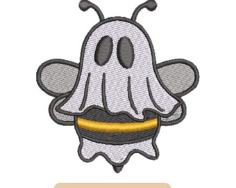 Spooky Bumblebee Ghost Embroidery Design, Fall Embroidery File (Digital Download)