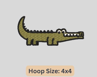 Mini Crocodile Embroidery Design, Cartoon Alligator File (Digital Download)