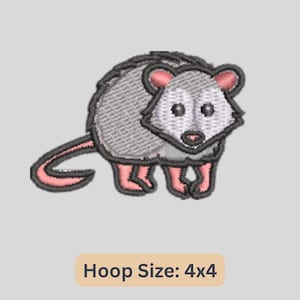 Mini Opossum Embroidery Design, Cute Possum, Exotic Pet Embroidery File, Woodland Animal Embroidery Instant Download, Wildlife Designs