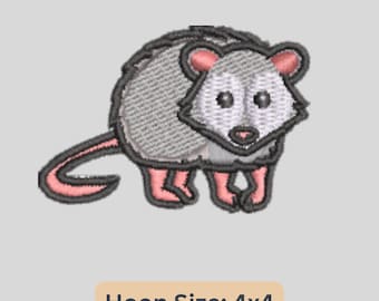 Mini motif de broderie opossum, broderie d'animal de compagnie exotique (téléchargement instantané)