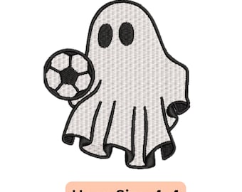 Soccer Ghost Embroidery Design, Halloween Machine Embroidery (Digital Download)