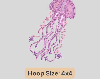 Jellyfish Embroidery Design, Marine Life Embroidery File, Ocean Life Embroidery Instant Download, Sea Creature Embroidery Pattern