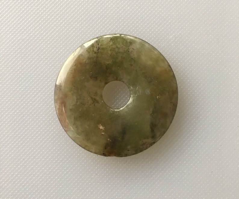 Green Moss Agate 50 mm Undrilled Smooth Donut