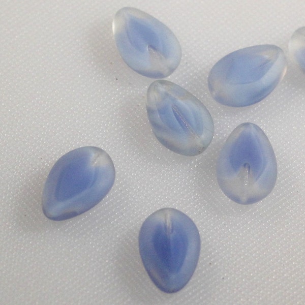 Vintage 12 x 16 mm Large Oval Semi-frosted Baby Blue Glass Beads