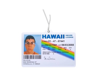 McLovin Superbad inspired motif air freshener, fun air freshener, car accessory, air freshener