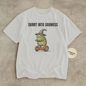 Funny Frog Wizard Shirt, Sad Meme Animal T-Shirt, Weirdcore Frog Graphic Tee, Cute Amphibian Humor Top, Whimsical Magical Frog Tee