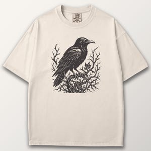 Vintage Raven Shirt, Gothic Crow T-Shirt, Dark Academia Bird Tee, Cottagecore Black Bird Shirt, Witchy Nature Aesthetic