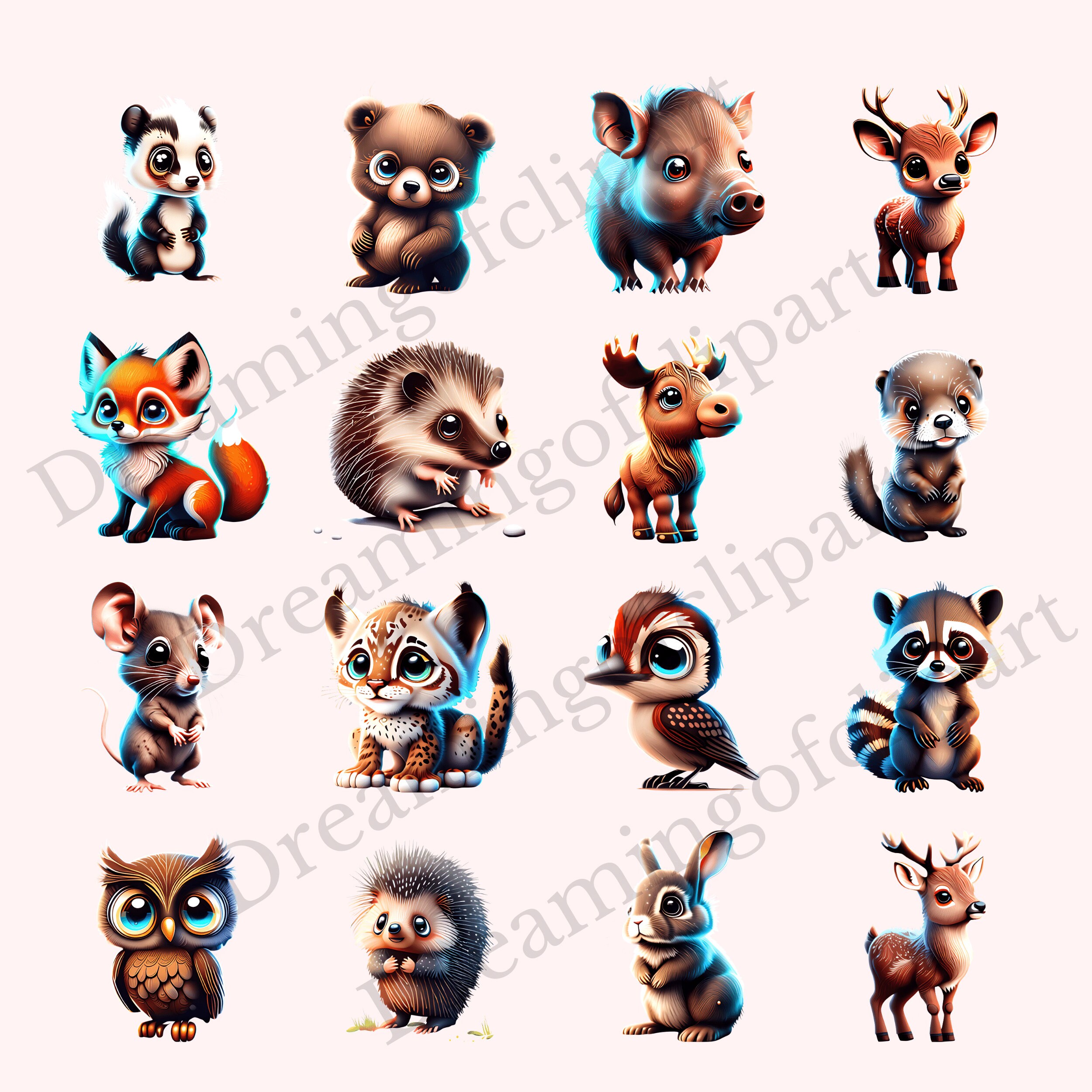 Cute Woodland Animals PNG Clip Art| Woodland Baby Shower Nursery PNG ...
