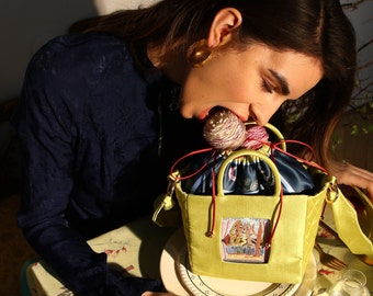 Satin bag, handmade embroidery bag, textile bag, women's bag, summer bag, original bag, handmade, exclusive bag