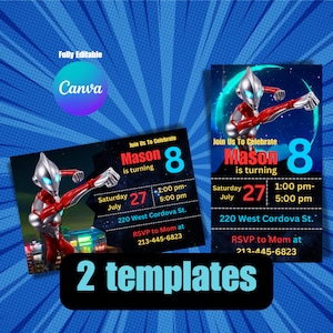 Ultraman rising birthday invite,ultraman birthday invite,ultraman invitation,ultraman birthday,ultraman editable template,ultraman digital