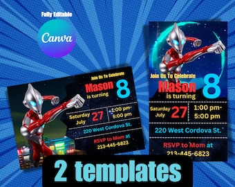 Ultraman rising birthday invite,ultraman birthday invite,ultraman invitation,ultraman birthday,ultraman editable template,ultraman digital