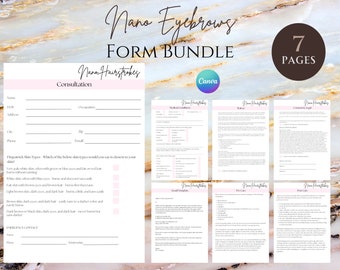 Nano Eyebrows Intake Form - Editable Esthetician Template, Printable Skincare Consent Form, Lash Technician Form, PMU Consultation Form