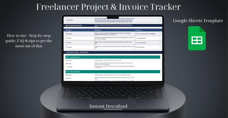 Freelance Invoice Tracker Google Sheets | Project & Client Management ...