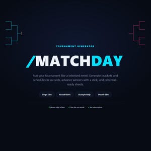Tournament Bracket Generator | Single & Double Elimination, Round Robin, Group Stage Maker | Printable Digital Sports