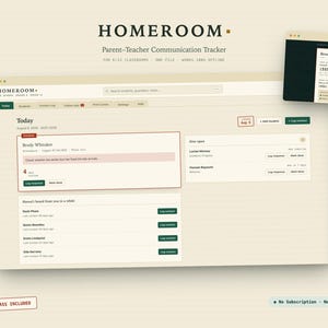 Registro de comunicación entre padres y profesores / Plantilla de registro de contacto con el alumno / Tarjeta de emergencia para el aula y carpeta para suplentes