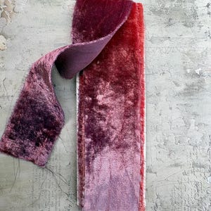 Natural Dye Silk Velvet Torn Ribbons - Berry Delight