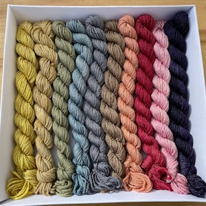 Selection of 10 Naturally Dyed Wild Silk Stranded Threads in Presentation Box image 1