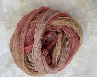 Natural Dye Crinkle Silk Chiffon Torn Ribbons - Gerbera