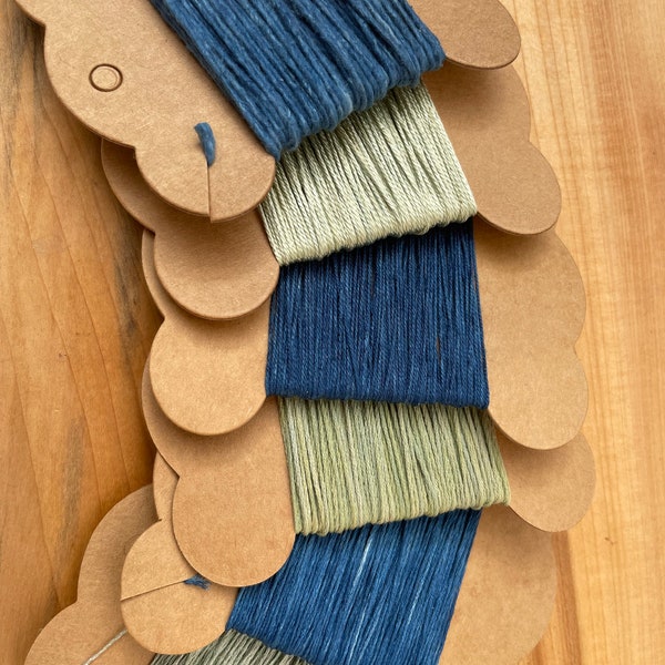 Variety Selection of Naturally Dyed Pure Silk Threads - Indigo and Green