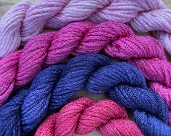 Set of Four Naturally Dyed Wild Silk Stranded Threads - Brights