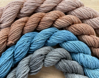 Set of Four Naturally Dyed Wild Silk Stranded Threads - Muted