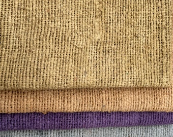 Selection of 5 Naturally Dyed Chunky Silk Noil Fabric Pieces