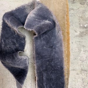 Natural Dye Silk Velvet Torn Ribbons - Stonehaven