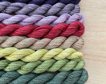Selection of 10 Naturally Dyed Silk Perle Type Thread