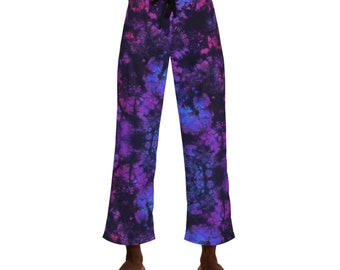 Summr Tie Dye Dark Nebula Men's Pajama Black Pants (AOP)