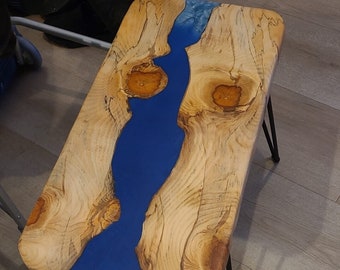 Monkey Puzzle wood wooden table with resin centre