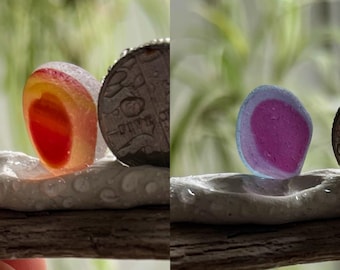 2 pink/purple multis – Pink sea glass – Handpicked English Beach Finds