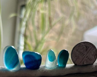 Teal/blue multis– Blue sea glass – Handpicked English Beach Finds