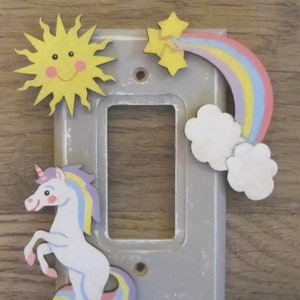 UNICORN/RAINBOW/Shooting Star/Baby Girl Nursery Decor/Whimsical Magical/Original Hand Painted Switchplate Cover/Any Size image 1