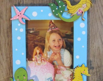 MERMAID Kids Picture Frame/Under The Sea/Ocean Sea Creatures/Original Hand Painted Vertical/Horizontal