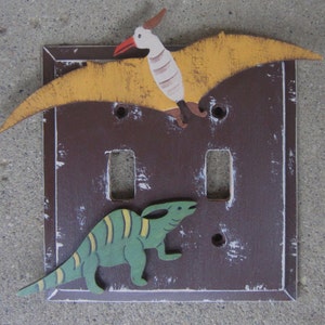 JURASSIC DINOSAURS Kids Wood Switch Plate Cover - Hand Painted