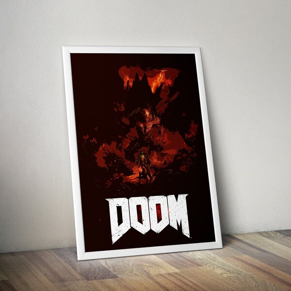 Doom Poster | Doomguy Artwork | Doom Prints | Gaming Posters | Video Game Posters | Wall Decor Posters | Large Poster Print | Gamer Gifts