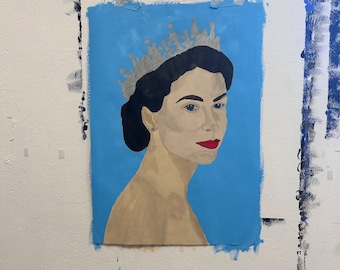 Acrylic painting Queen Elizabeth The Second