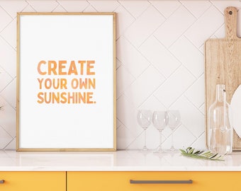 Cree su propia impresión de sol Arte edificante Tipografía de acuarela brillante Decoración del aula para niños Cartel de afirmación positiva Descarga digital