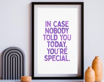 Eres una cita especial Imprimir cartel de arte edificante púrpura minimalista acuarela afirmación niños aula mindfulness decoración descarga digital