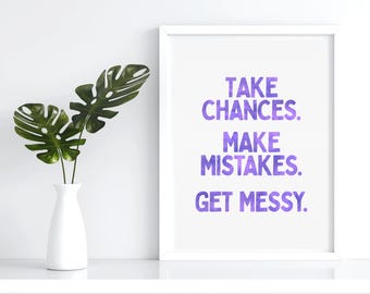 Obtener cita desordenada imprimir cartel de arte edificante púrpura minimalista acuarela estética afirmación niños escuela mindfulness decoración descarga digital