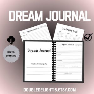 Dream Journal | Printable Dream Log & Reflection Pages | Dream Tracker | Canva Template | Nighttime Journal | Digital PDF | Instant Download