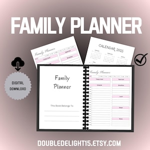 Family Planner | Printable PDF & Canva Template | Weekly Schedule, Meal Planner, Chore Chart, Calendar, Budget Tracker | Digital Instant PDF