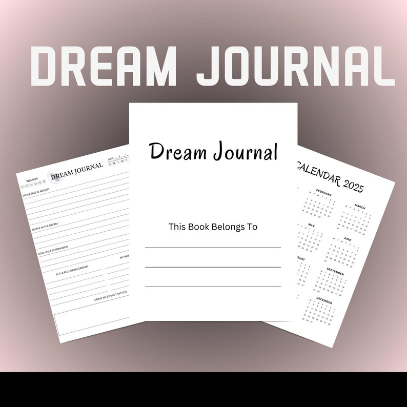 Dream Journal | Printable Dream Log & Reflection Pages | Dream Tracker ...