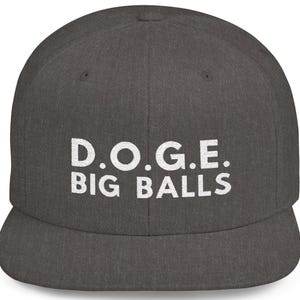 Fun DOGE Snapback Hat, Department of Government Efficiency Big Balls, Funny Meme Cap, Work Humor, Gift for Government Worker, Elon Musk Hat