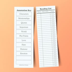 Reading List & Annotation Key ~ 2-in-1 Bookmark ~ Book Tracker, Reading Log, Annotating, Bookish Accessory, Reader, Book Club Gift.