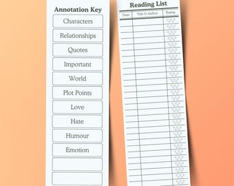 2-in-1 Bookmark: Reading List & Annotation Key