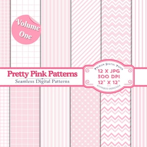 Joli motifs roses ~ Vol. 1 - Papiers décoratifs numériques 12 motifs essentiels 12 x 12 - dont rayures, vichy, carreaux, chevrons