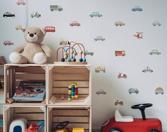 Muurstickers met transportvoertuigen voor de kinderkamer
