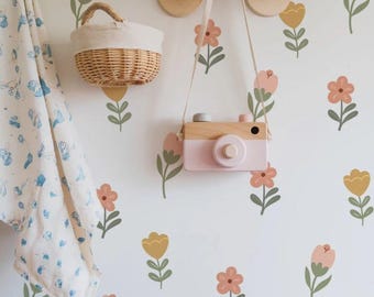 Boho Flower Nursery Wall Stickers, Pastel Floral Decals