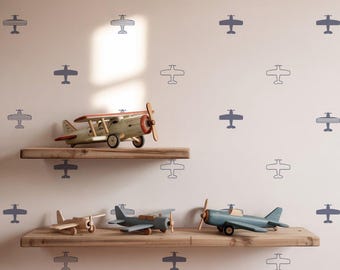 Tiny Planes Nursery Wall Stickers, Navy Airplane Decals